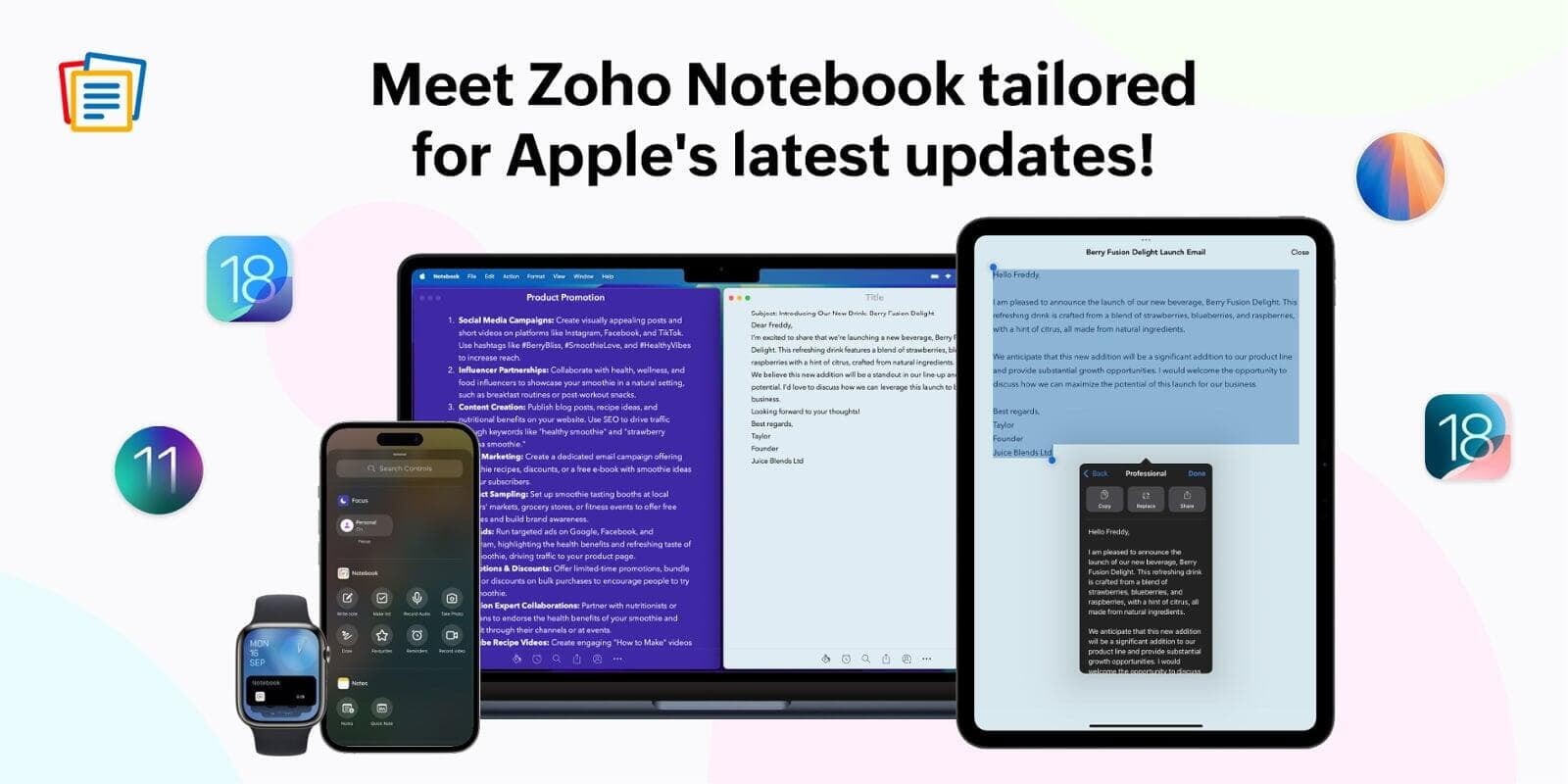 Boost Productivity with Zoho Notebook's Latest Updates for iOS 18, macOS Sequoia & watchOS 11